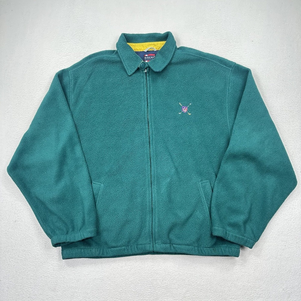 Vintage 90's Bugle‎ Boy Men's Fleece Zip Up Jacket Size XL Green